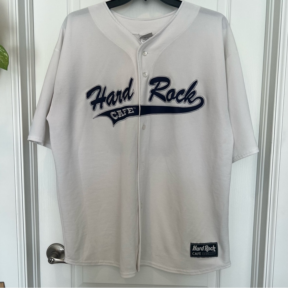 Hard Rock Cafe White Button-Up Baseball Jersey XXL Men’s